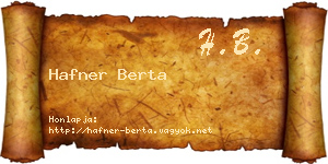Hafner Berta névjegykártya
